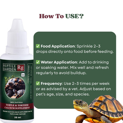 Reptile Garden Turtle & Tortoise Calcium Liquid Supplement | Shell Strength + Immunity + Stress Relief | Supports Immune System, and aids in Overall Vitality (30 ml)
