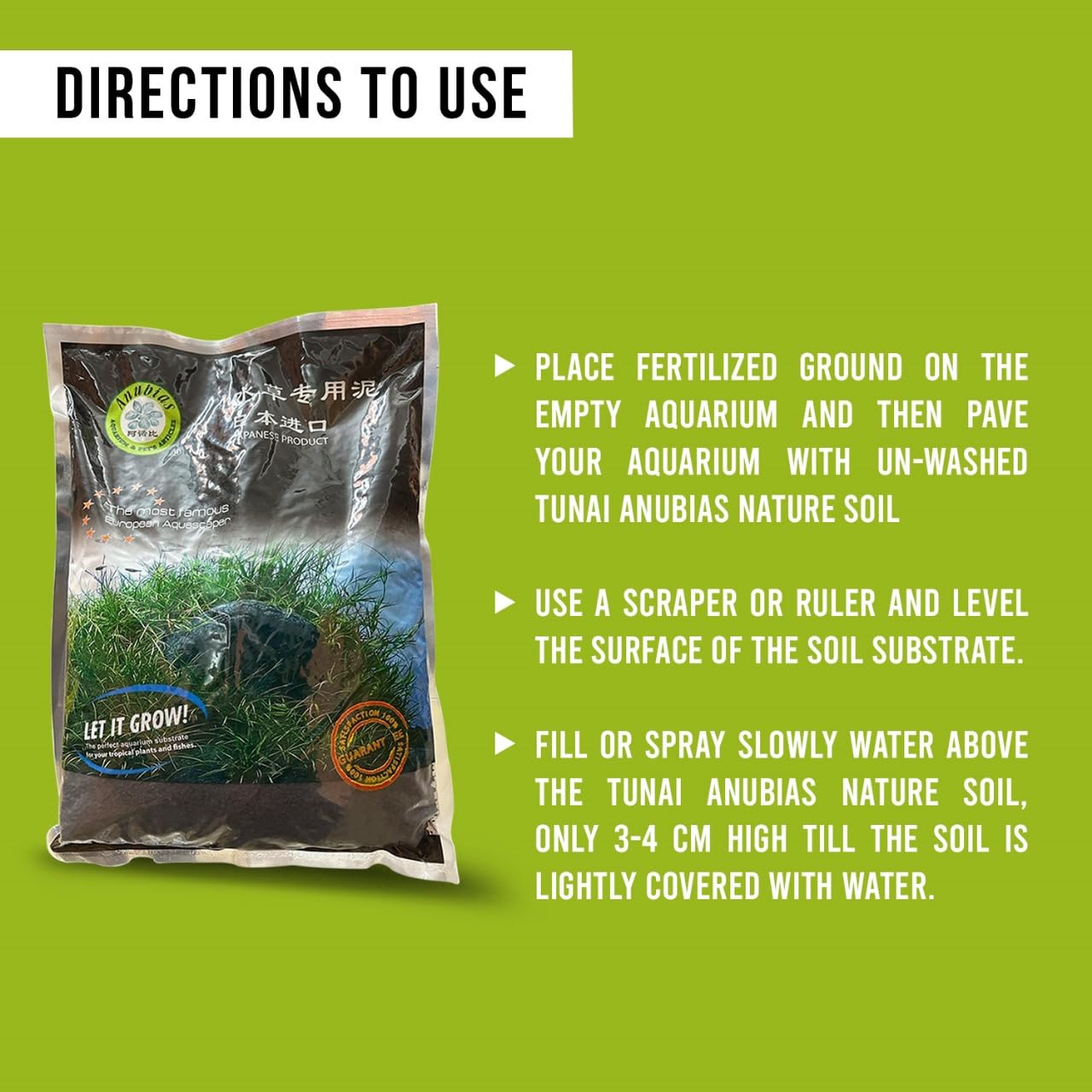 ANUBIAS Japanese Black Soil Substrate for Aquarium (Original Imported from Tunai Store) Perfect for Both Plants, Fish, & Shrimps. Paludarium & Tropical Terrarium (Black Soil, 3L)