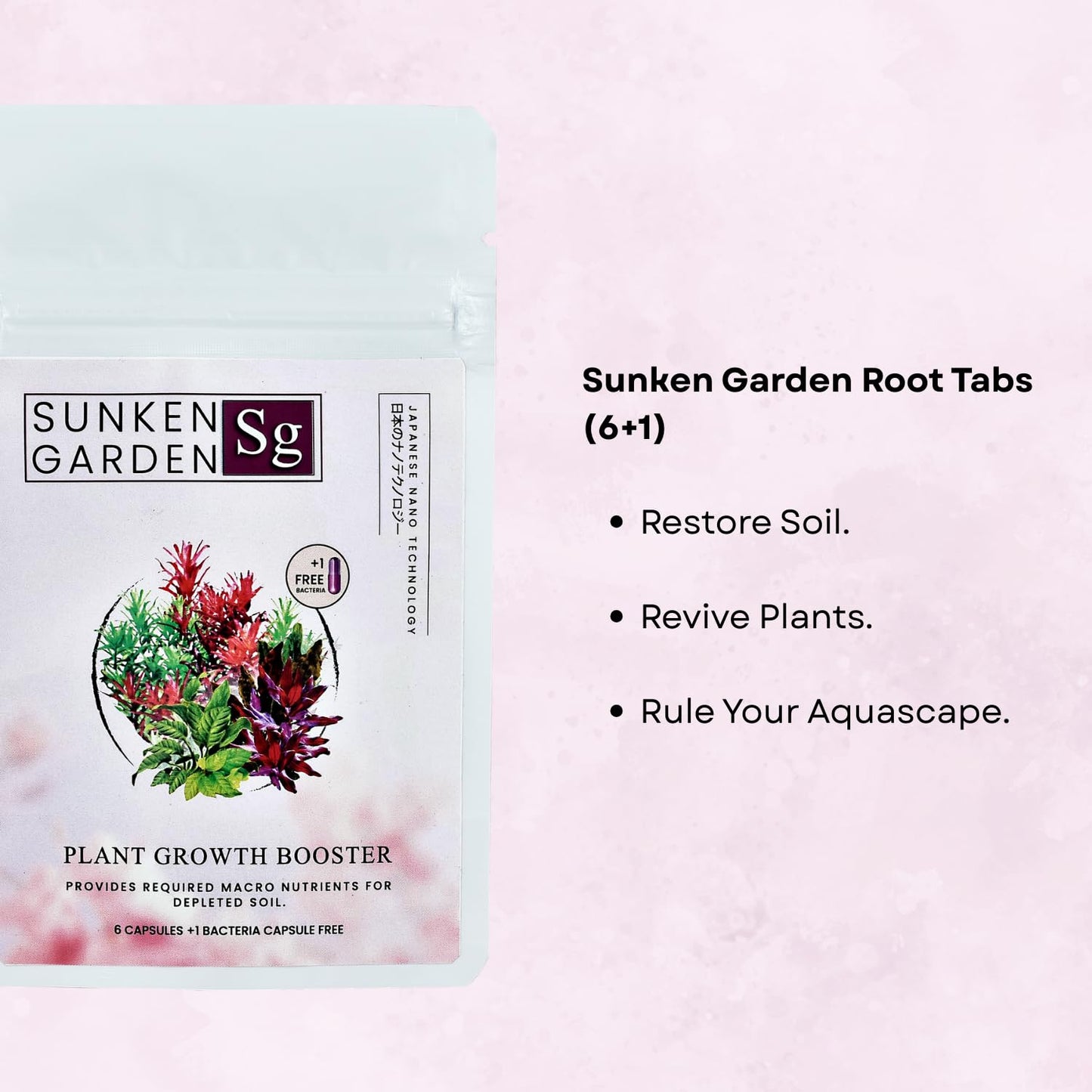 Sunken Garden Root Tabs | Restore Soil | Revive Plants | Rule Your Aquascape (6 Capsules + 1 Bacteria Capsule Free)