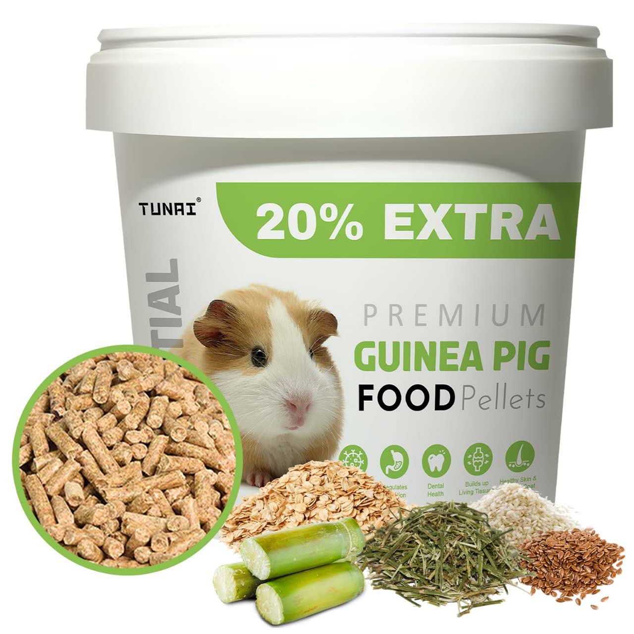 TUNAI Guinea All Life Stages, Stick Pig Food |500G+20% Extra| Fortified with Dha Omega 3&6 and Vitamins for Better Skin Coat, and Easy Digestion