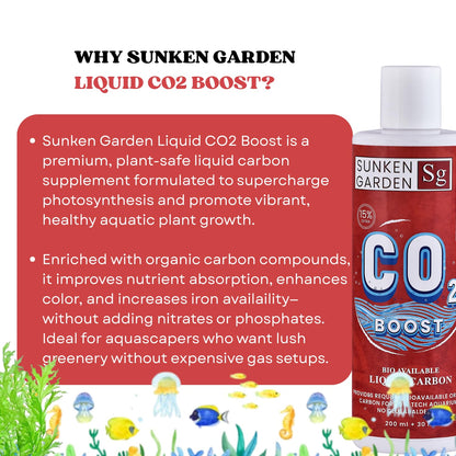 Sunken Garden Liquid CO2 Boost | Organic Carbon Source for Aquatic Plants | Algae-Free Growth | Shrimp Safe (200 ml + 30 ml)