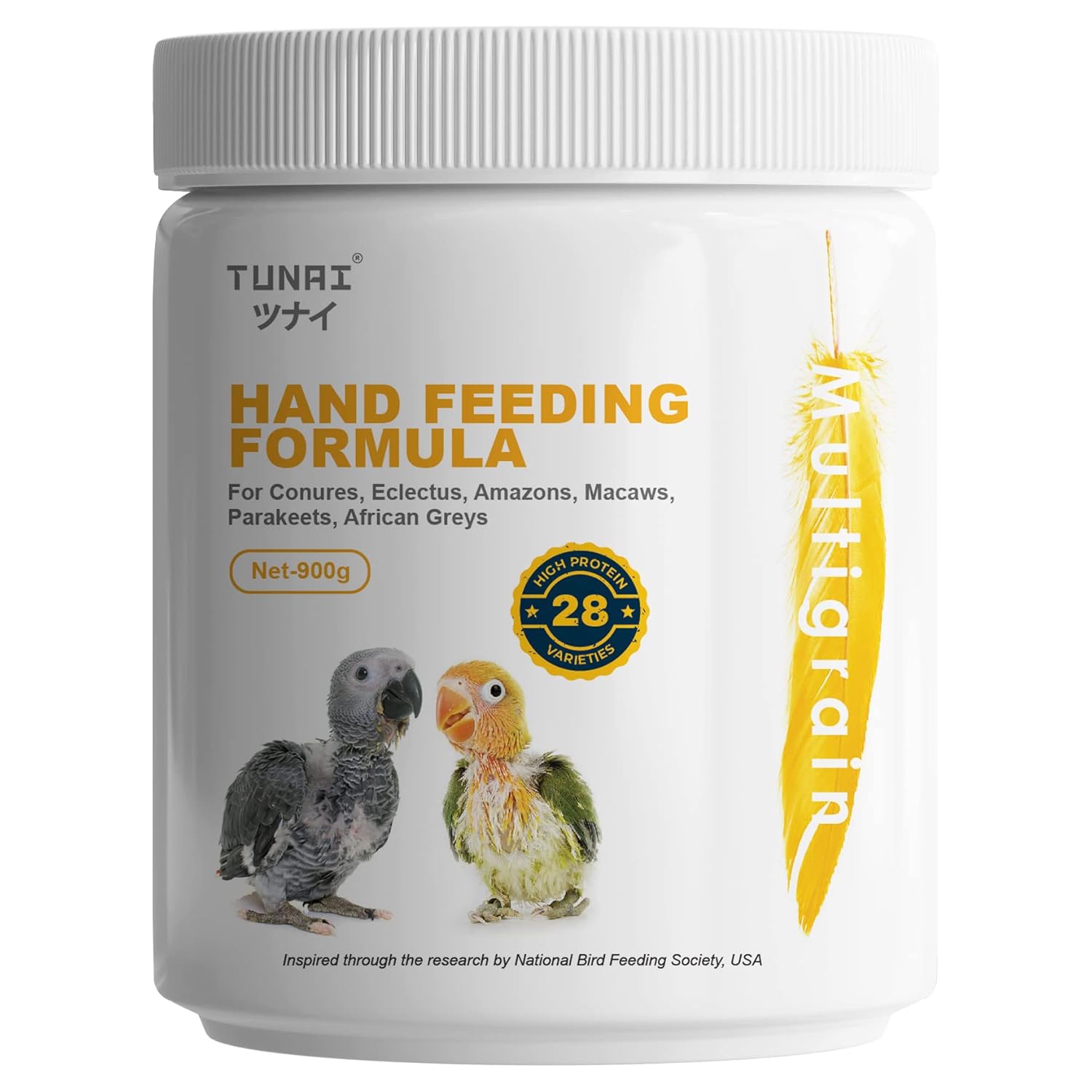 TUNAI Multi Grain Hand Feeding Formula for All Baby Birds Comes with Feeding Syringe, 900G - Powder