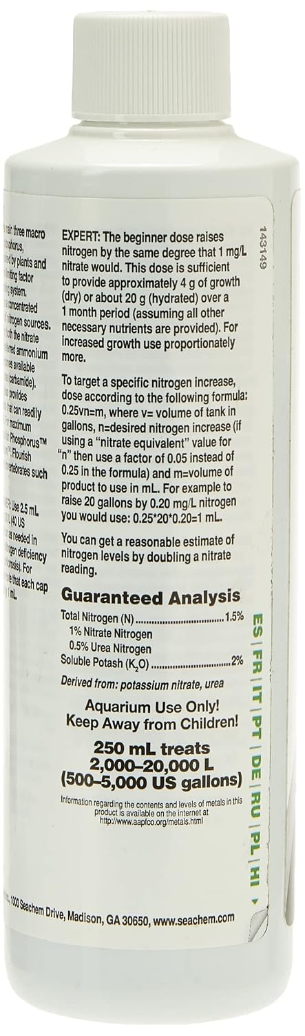 Seachem Flourish Nitrogen Planted Aquarium Fertilizer, 250ml