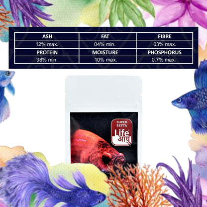 Life AAYU Super Betta Fish Food | Handmade Ayurvedic Formula for Color & Health | Natural Floating Pellets (15 GMS)