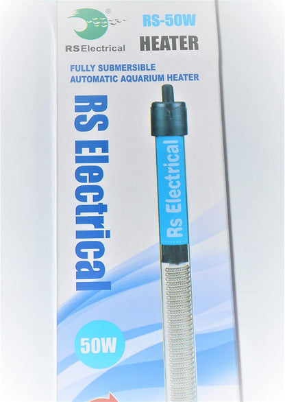 RS Electrical Fully Automatic 50 Watts High Glass Aquarium Heater with Standby Light Indicator and auto on/Off Facility Imported