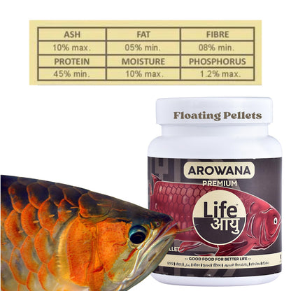 Life AAYU Arowana Premium Aquarium Fish Food | Handmade Ayurvedic Diet for Asian Arowanas | Color Boost, Muscle Growth & Immunity (300 GMS)