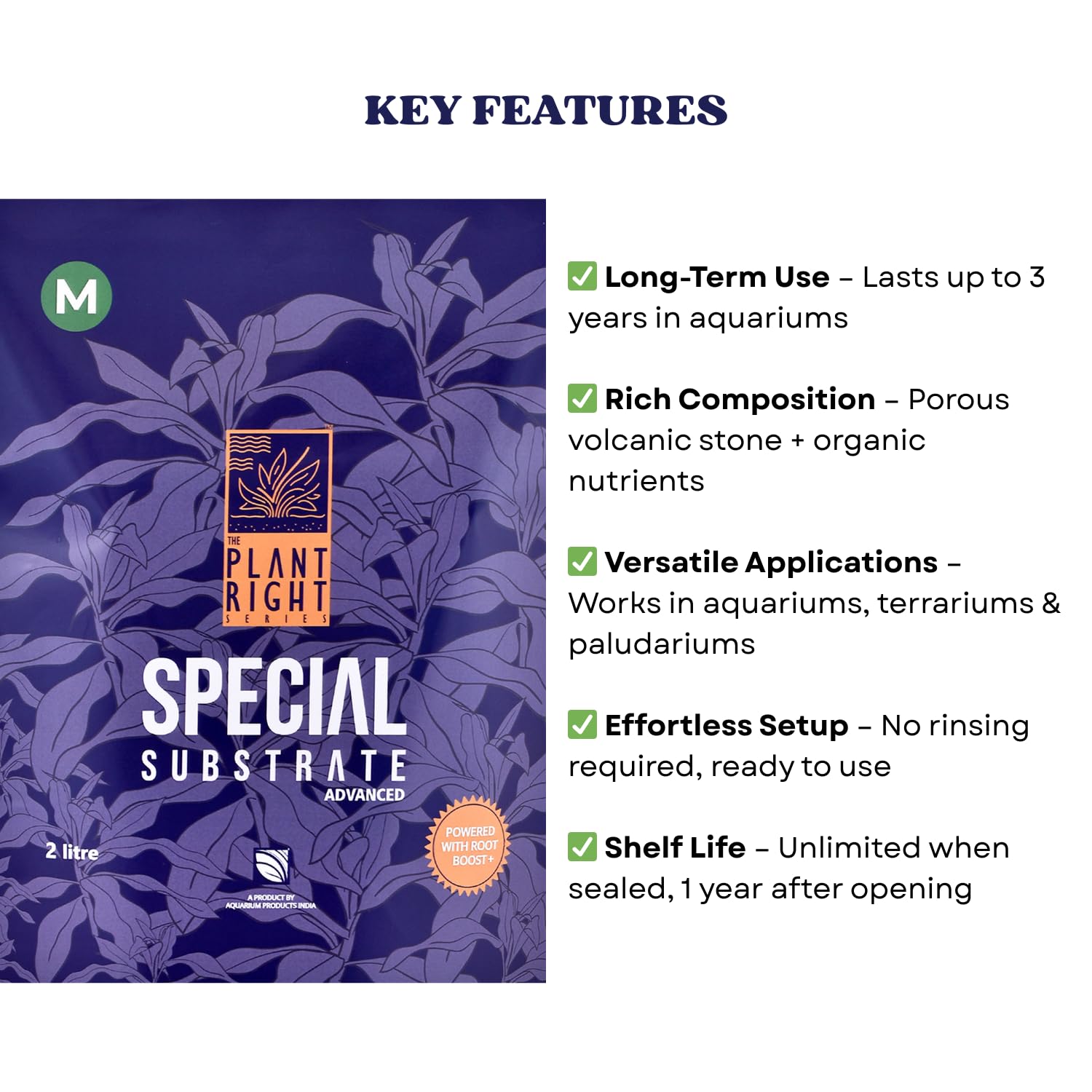 The Plant Right Series Special Substrate | Vibrant Aquatic Plants | The Ultimate Solution for Aquascaping Enthusiasts (2 L - Medium)