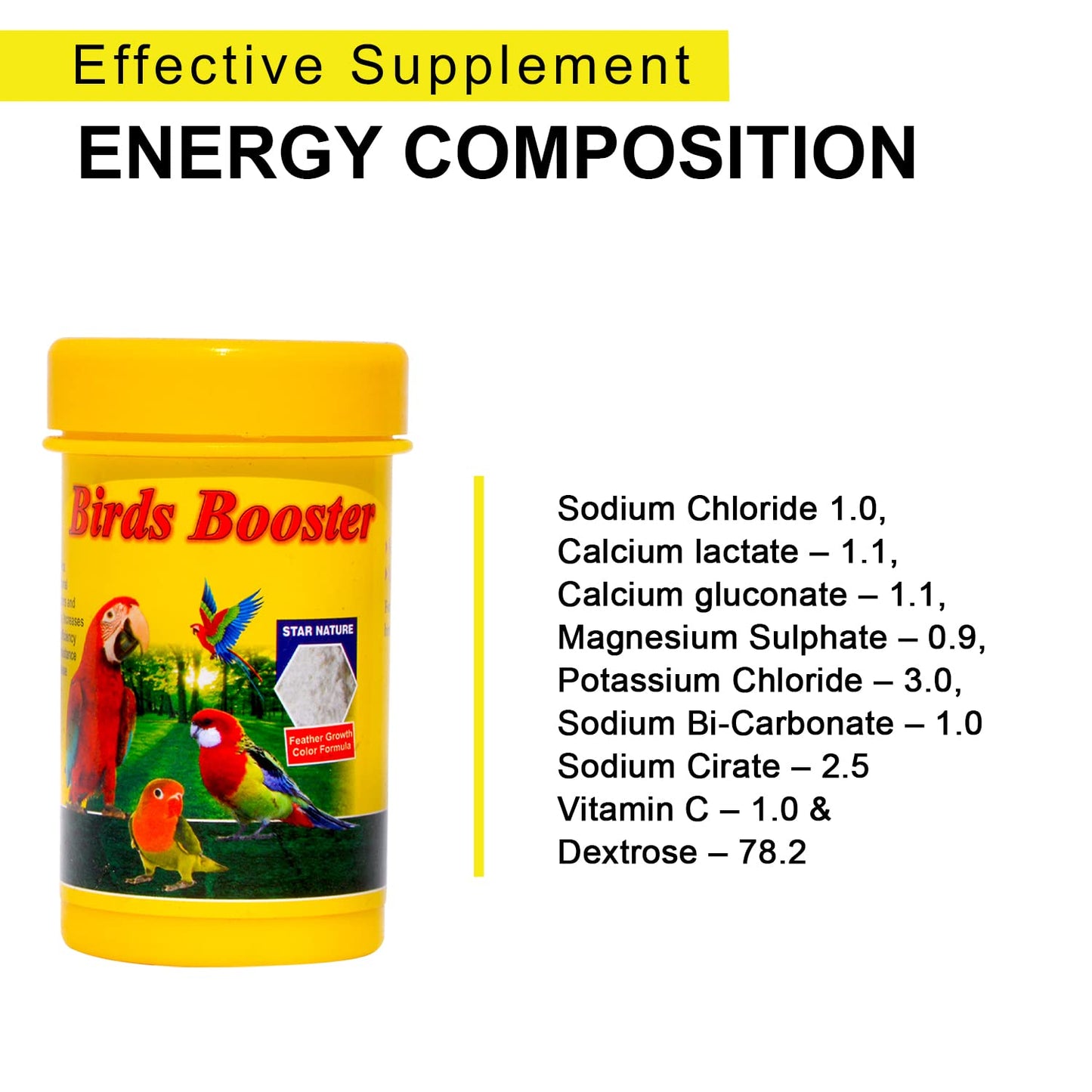 TUNAI SF+ Bird Booster for All Birds |50 G| Healthy Supplement Fortified with Vitamins for Energy,Growth,Production of Haemoglobin for Love Birds,Cockteils,Finches,Conures,Parrots,Macaws,Senegals