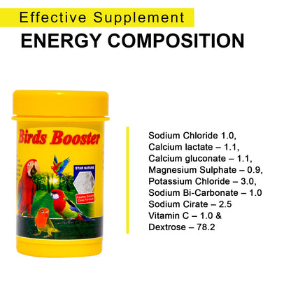 TUNAI SF+ Bird Booster for All Birds |50 G| Healthy Supplement Fortified with Vitamins for Energy,Growth,Production of Haemoglobin for Love Birds,Cockteils,Finches,Conures,Parrots,Macaws,Senegals