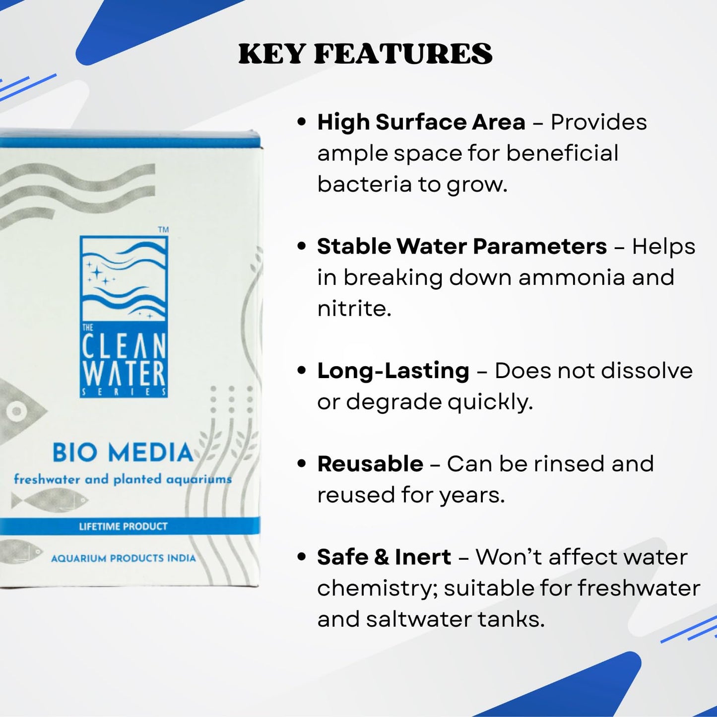The Clean Water Series BIO Media for Aquarium | Designed for Recreating The Water Purification System (1Kg/2Ltr)