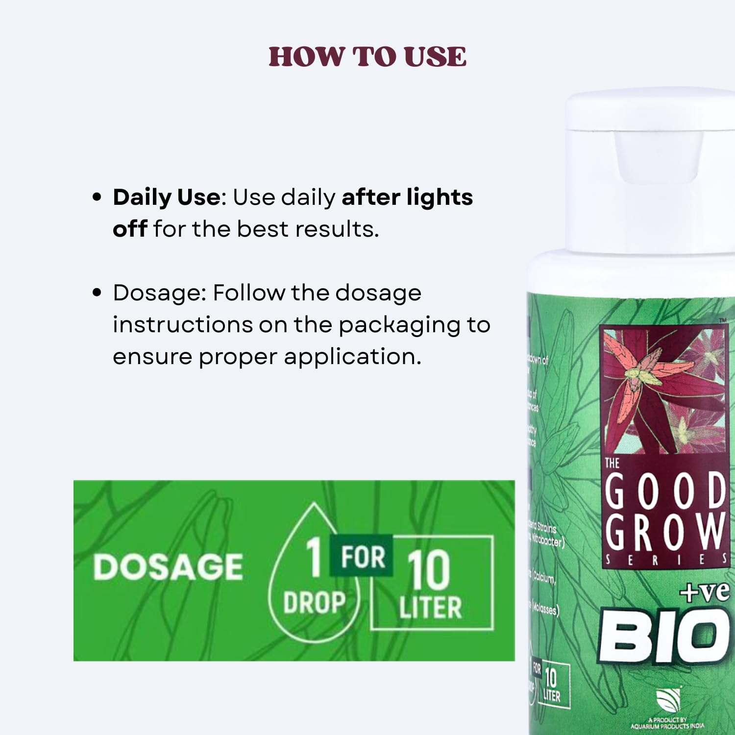The Good Grow Series BIO +ve | Promotes Healthy Aquarium Ecosystem | Beneficial Bacteria Supplement | Maintain A Balanced and Healthy Aquarium Ecosystem (50 ml)