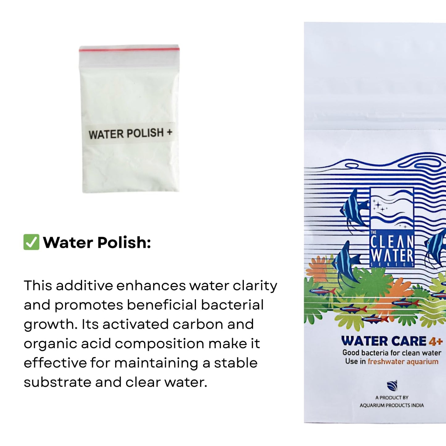 The Clean Water Series Water Care 4+ | Easy Water Treatment for Aquarium (9 GMS)