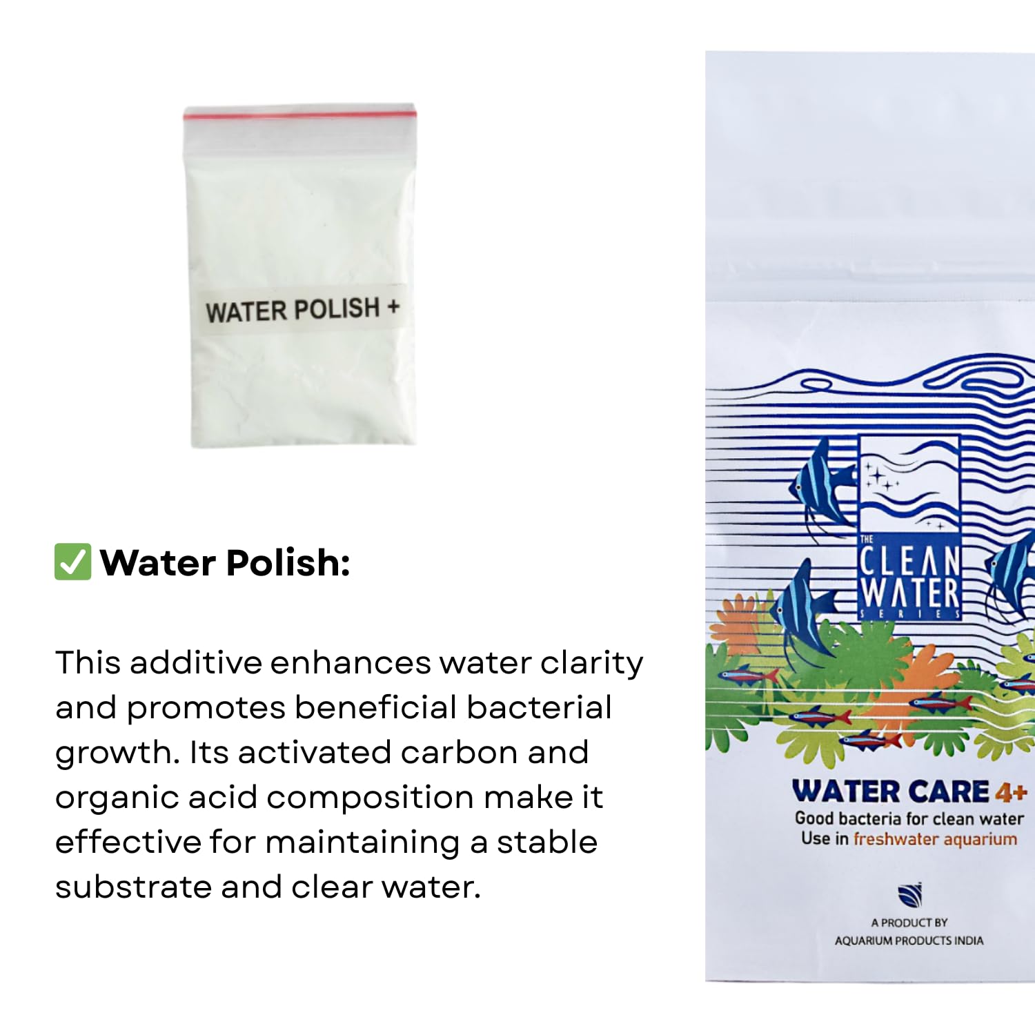 The Clean Water Series Water Care 4+ | Easy Water Treatment for Aquarium (9 GMS)