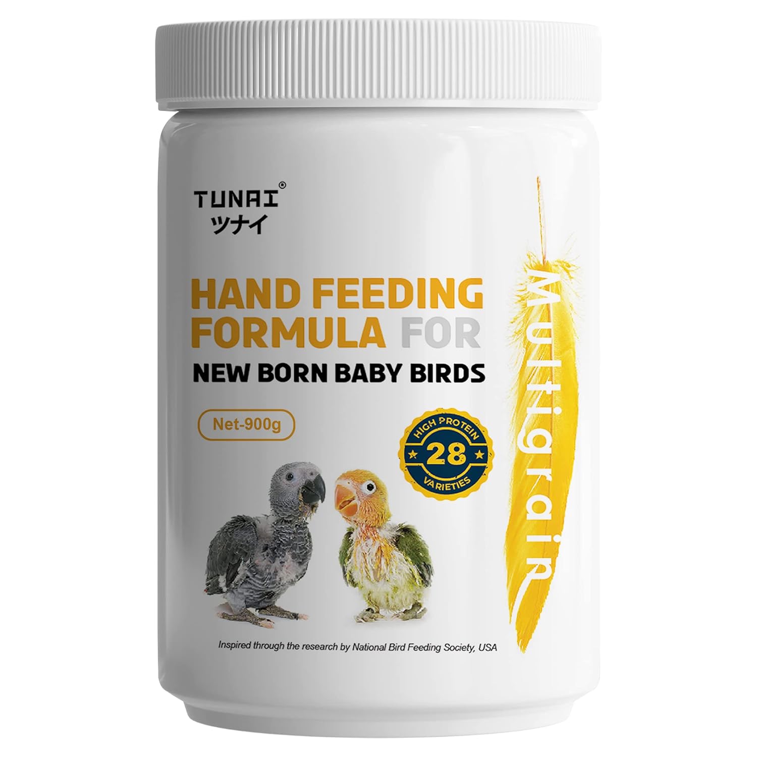 TUNAI Hand Feeding Formula for All New Born Baby Birds | 900G | Essential for Your Baby Bird - Rich in Calcium and Protein, Suitable for All Birds, Powder