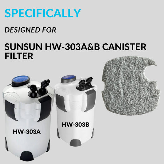 SUNSUN Nitrate/Nitrite - SelfCut Media Filter Pad (Pack of 2) | Suitable for HW-303A&B | Removes Nitrates/Nitrites from Aquarium Water | Original from Tunai Store (Light Grey, HW-303A and HW-303B)