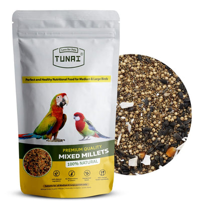 TUNAI Bird Food Of Endless Mixed Millets|450G|For Amazons, Macaws, Conures, Senegals, African Greys, Budgies, Lovebirds, & Cockatiels - All Life Stages