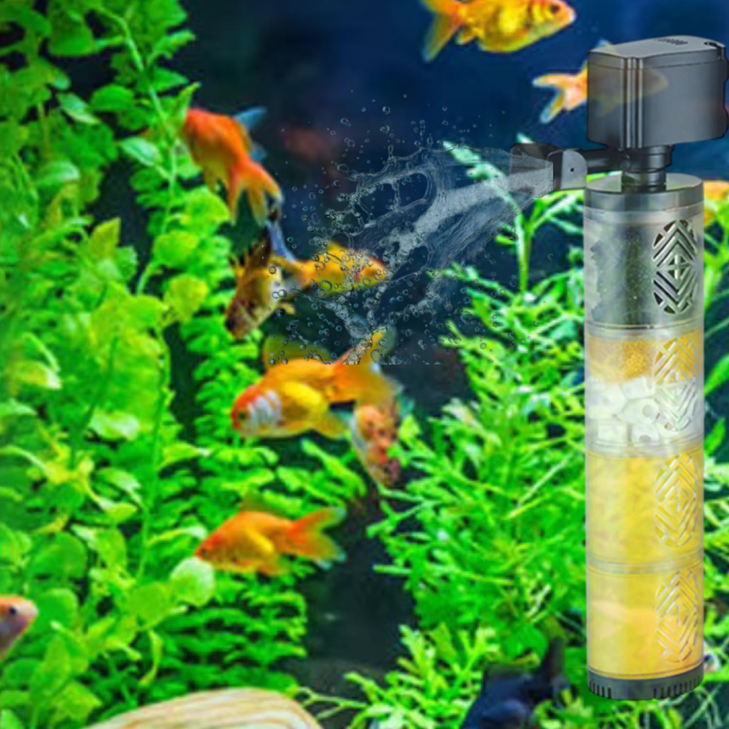 S0B0 FE-1504 Internal Filter for Aquarium Fish Tank | Absorbs Dirt &Cleans Water | Completely Submersible | for Fresh and Marine Water Tank | Power: 15W | F.Max: 1200L/H | Original from Tunai Store