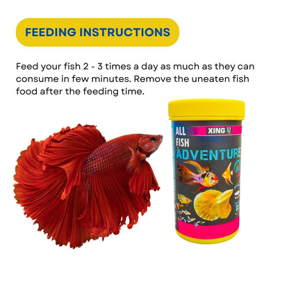SF+ Xing All Fish Adventure Fish Food | Optimal Health and Growth in Fishes | Originally from TUNAI Store (110gms, Pellets)