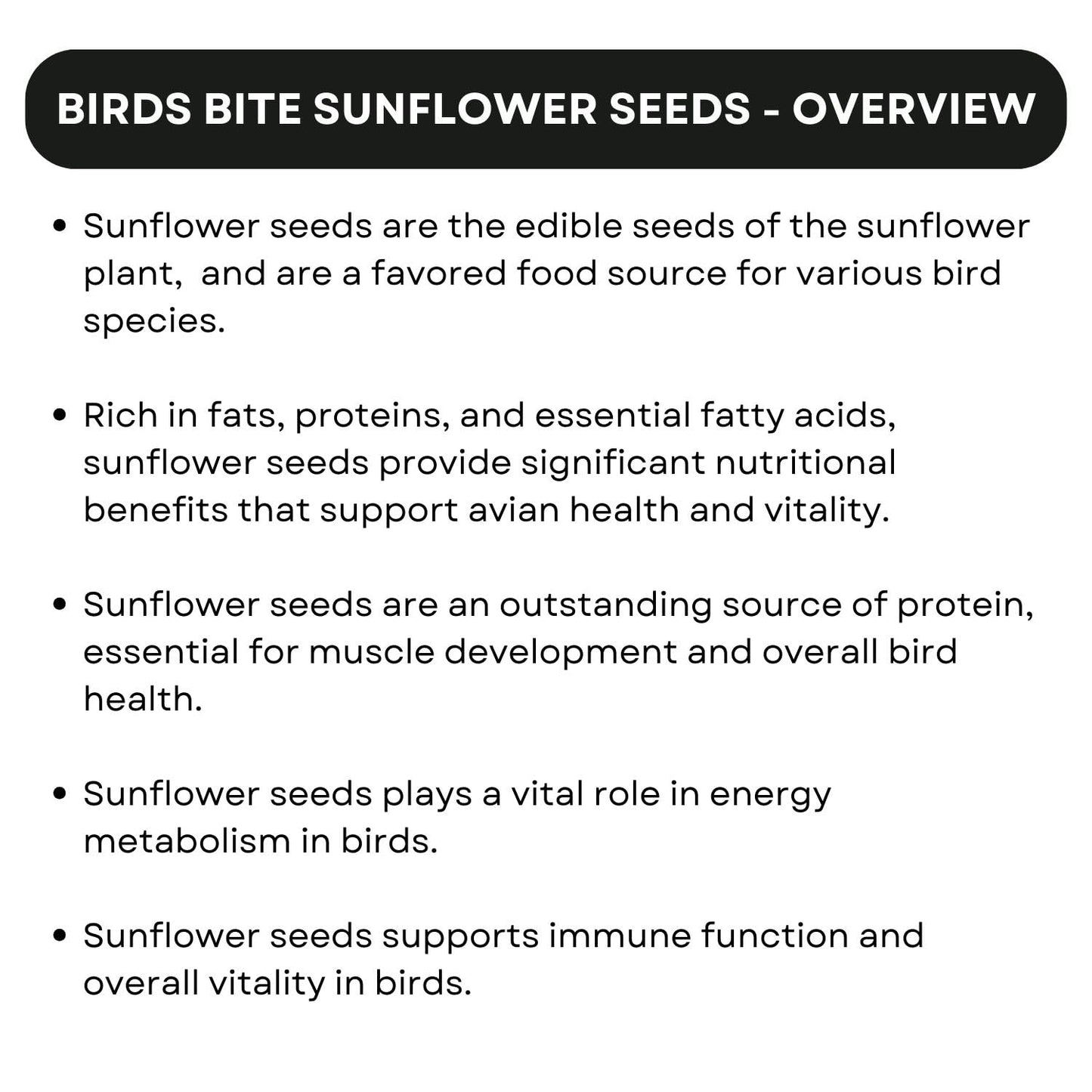 SF+ Birds Bite Sunflower Seeds Bird Foods (Pouch) | Suitable for African Love Birds, Love Birds, Conures, Budgerigar, Finch and Macaws (200gms, Sunflower Seeds)