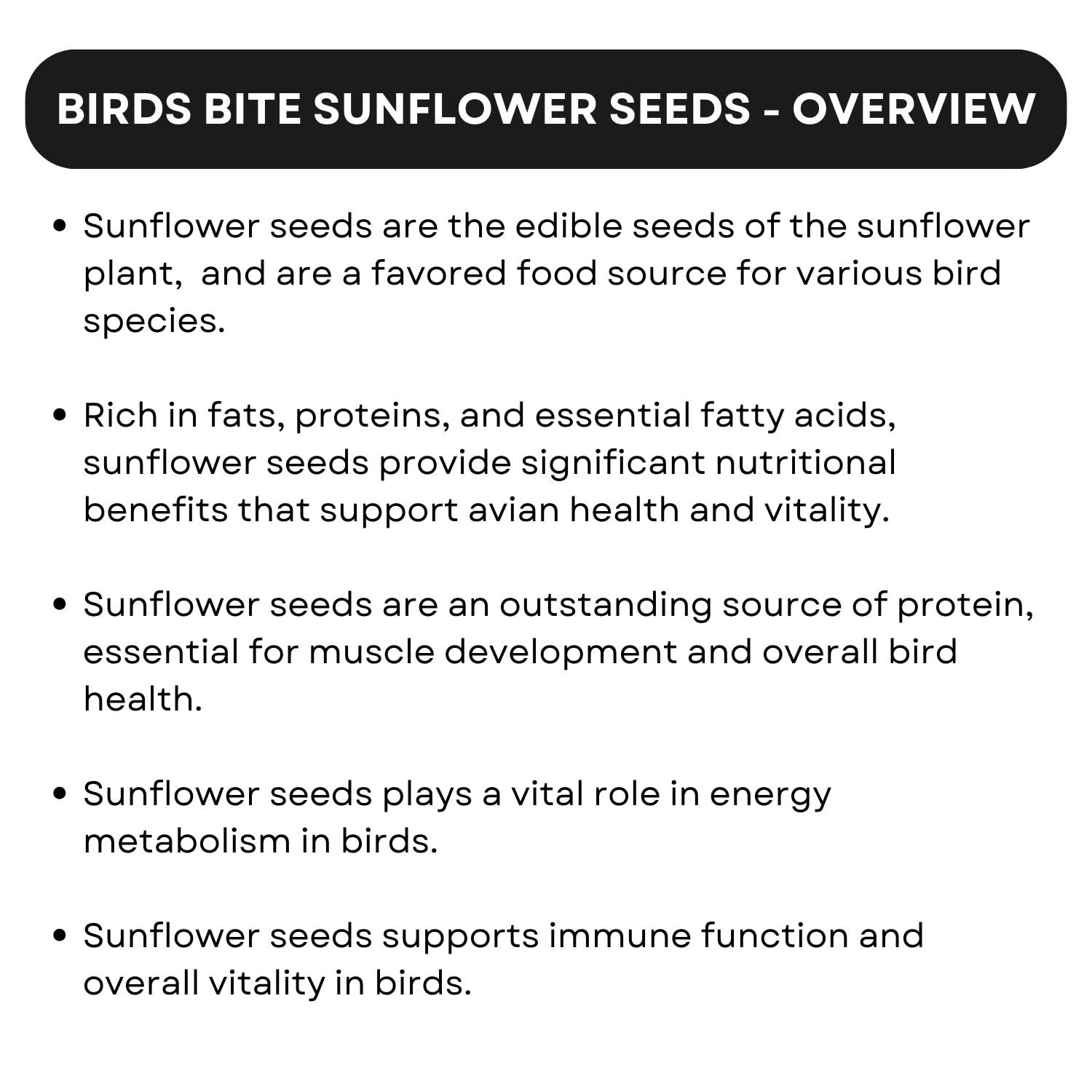 SF+ Birds Bite Sunflower Seeds Bird Foods (Pouch) | Suitable for African Love Birds, Love Birds, Conures, Budgerigar, Finch and Macaws (200gms, Sunflower Seeds)