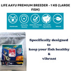 Life AAYU Premium Breeder Bits for Fish | Improve Health, Boosts Immunity, and Enhance Natural Coloration (1 KG, Large Bits)