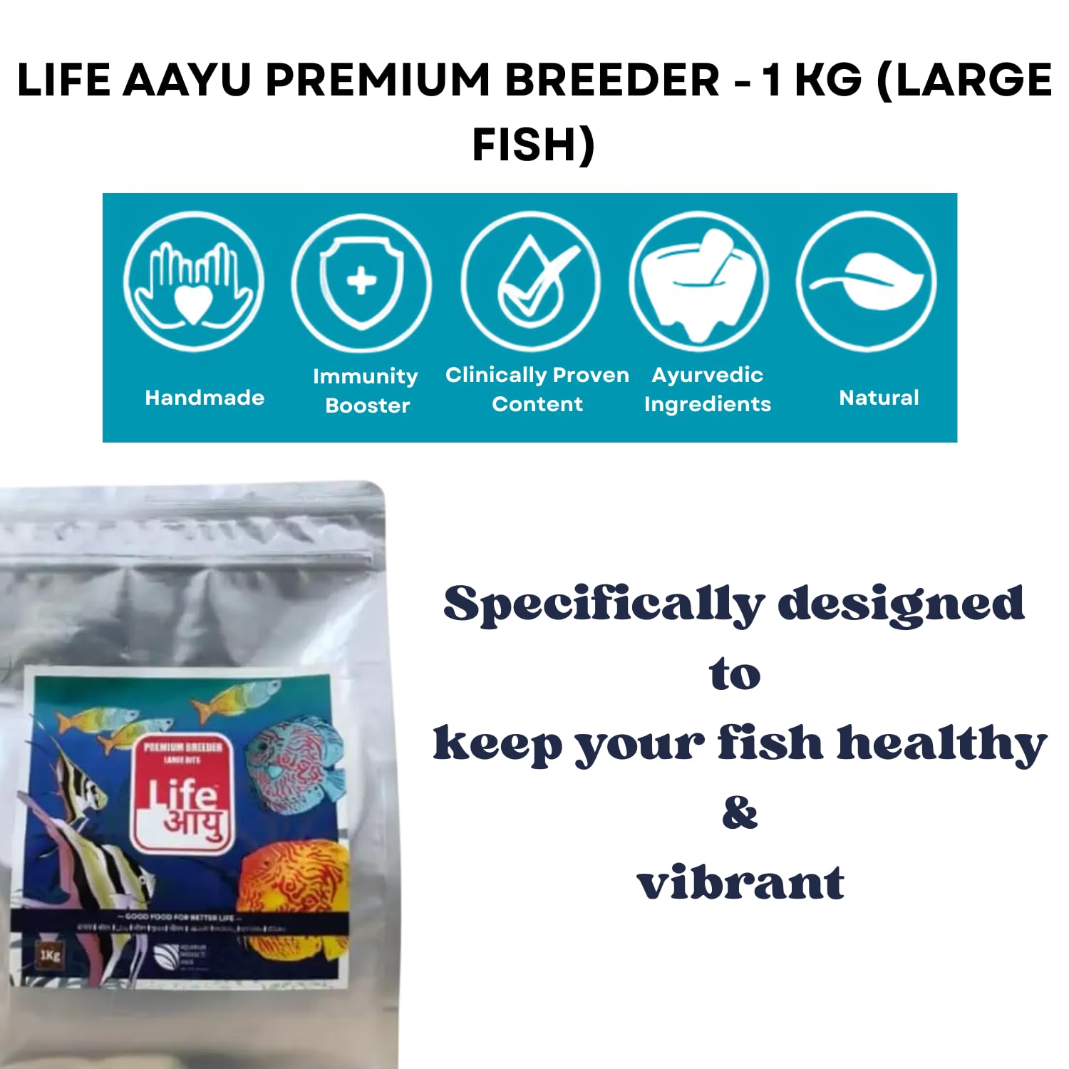 Life AAYU Premium Breeder Bits for Fish | Improve Health, Boosts Immunity, and Enhance Natural Coloration (1 KG, Large Bits)