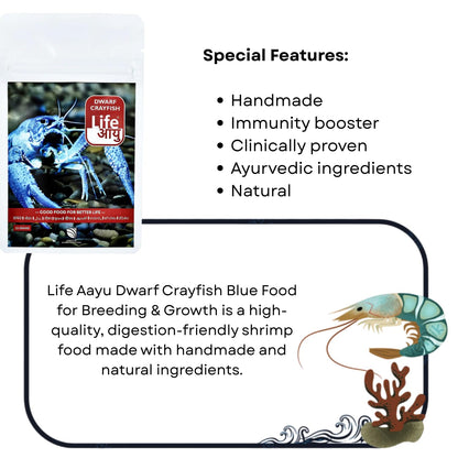 Life AAYU Dwarf Crayfish Blue Food | Breeding and Growth | Handmade Ayurvedic Formula (15 GMS)