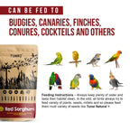 Tunai Red Sorghum Millets Bird Feed | 450g | Bird Food for Canaries, Finches, Budgies, Parakeets, Parrotlets, Conures, Eclectus, Senegals, Cockateils, & Parrots