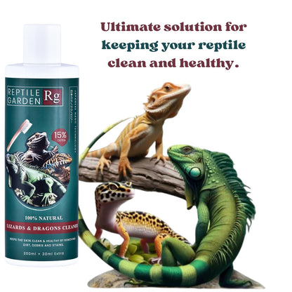 Reptile Garden Lizard & Dragon Cleaner | Removes Stubborn Debris, Algae, and Stains from Your Reptile's Body (200 ml + 30 ml)