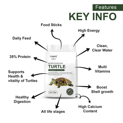 TUNAI 3In1 Adult Turtle Food & Tortoise Food Spirulina Added for Better Shell Health|100G| Contains Nutritious Pellets, Whole Shrimp and Bsfl Insect Larvae, 1 Count