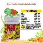 Life AAYU Baby Turtle Food | Ayurvedic Handmade Pellets for Shell Growth, Calcium & Vitality | for 2-inch to 4-inch Baby Turtles (70 GMS)