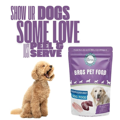 SF+ Bros Pet Dog Food | Pack of 12 | Natural Food for Dogs | Enhanced with Vitamins, Minerals and Other Nutrients (80gms, Chicken and Liver)