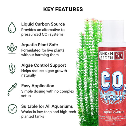 Sunken Garden Liquid CO2 Boost | Organic Carbon Source for Aquatic Plants | Algae-Free Growth | Shrimp Safe (100 ml)