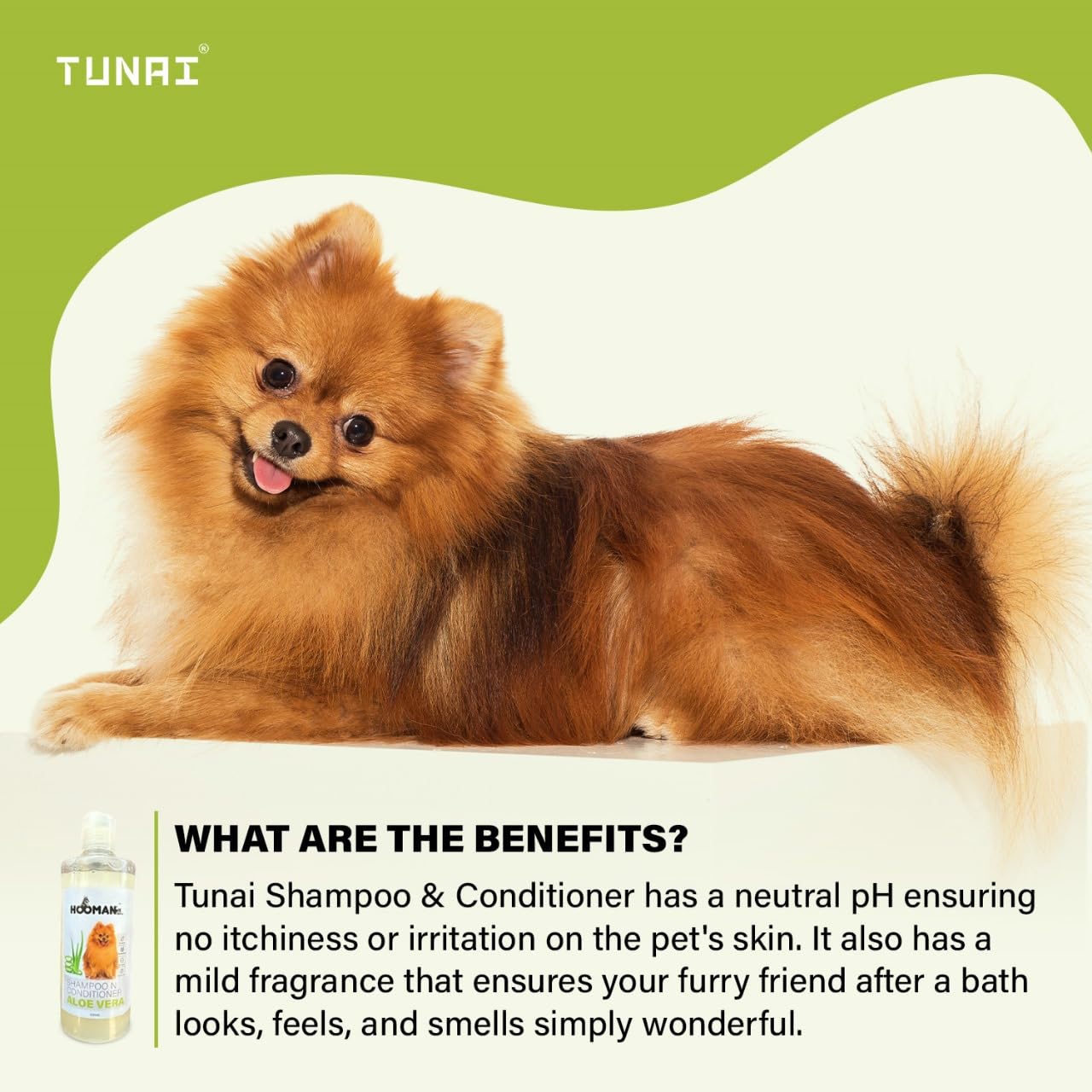 TUNAI 2in1 Purpose Shampoo & Conditioner for All Dog Breeds (Aloe Vera - 500ml)