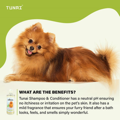 TUNAI 2in1 Purpose Shampoo & Conditioner for All Dog Breeds (Aloe Vera - 500ml)