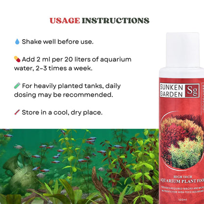 Sunken Garden Vibrance - Dutch-Style Aquarium Fertilizer | All-in-One Formula for Bushy Plant Growth | CO₂ & Non-CO₂ Compatible (100 ml)