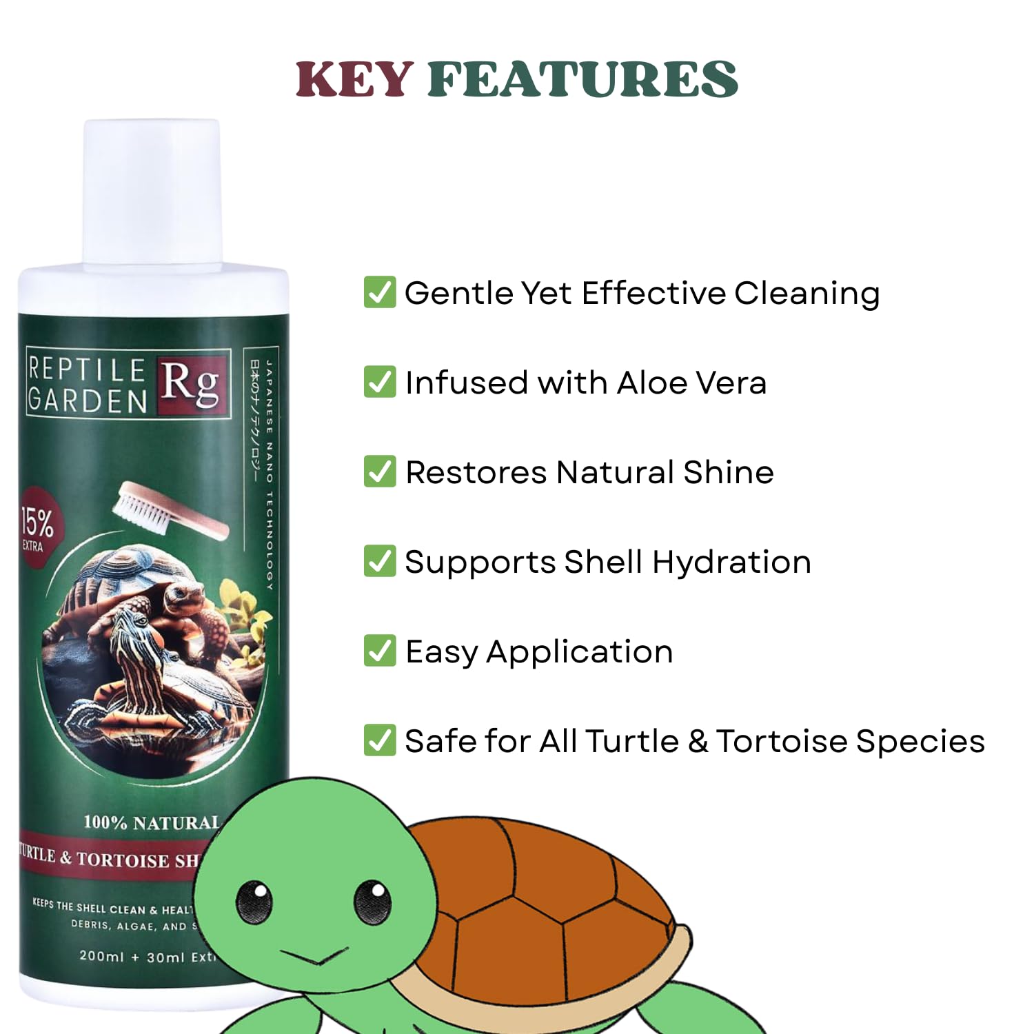 Reptile Garden Turtle & Tortoise Shell Cleaner | Aloe Vera Infused Reptile Shell Care Spray (200 ml + 30 ml)