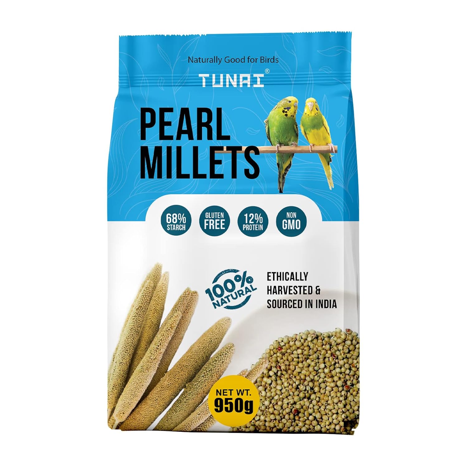 Tunai Pearl Millet Or Bajra Bird Seeds | 950g | Assist in Regulating Digestion, Easing Stress Perfect Bird Food for Budgies, Finches, Cockatiels, Conures, Love Birds, & Parrots