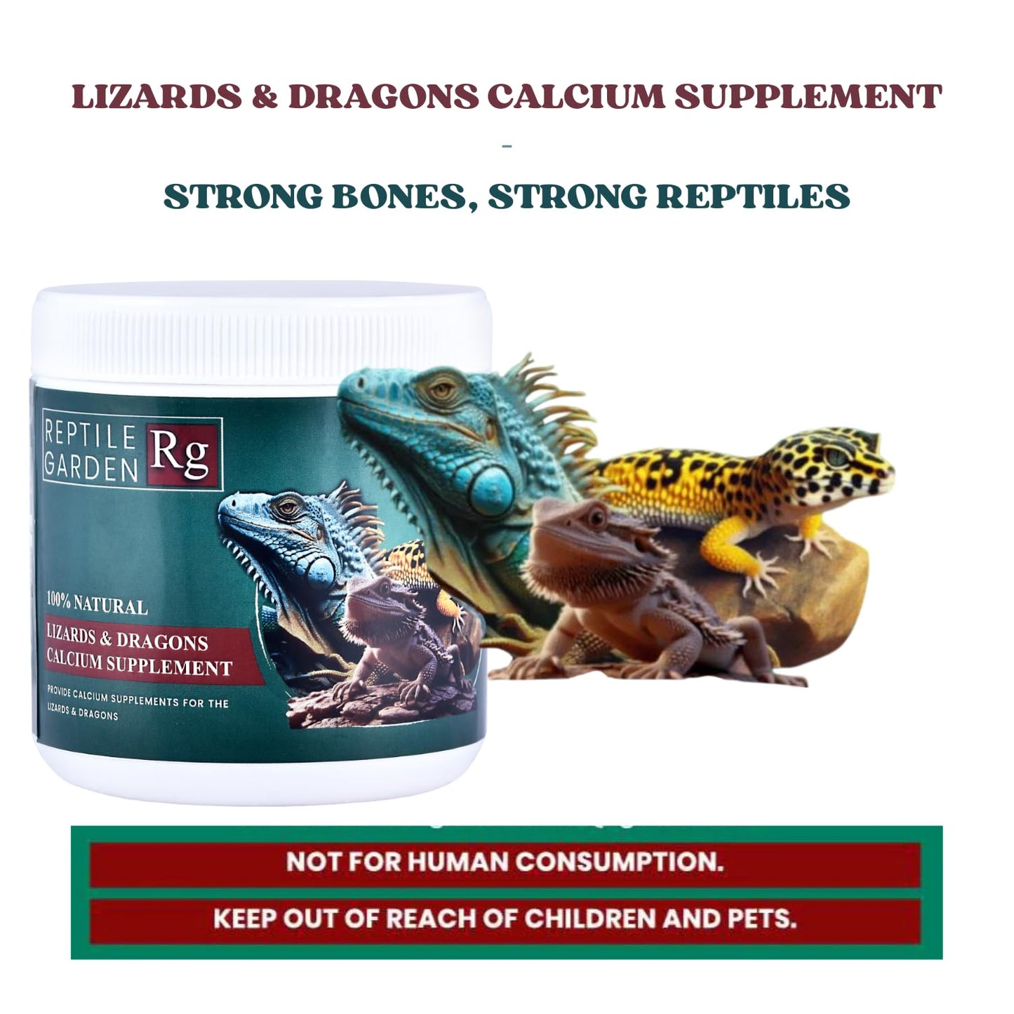 Reptile Garden Lizards & Dragons Calcium Supplement | Strong Bones, Strong Reptiles | 100% Safe & Vet-Approved (100 GMS)