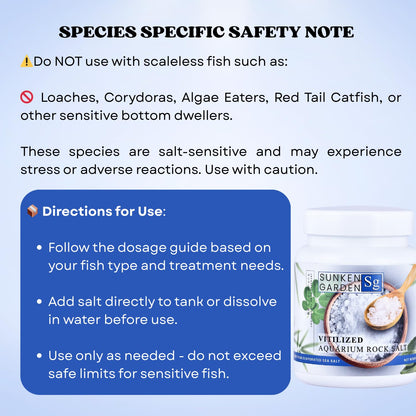 Sunken Garden Vitalized Aquarium Salt | Ideal for Aquarium | Premium-Grade Sea Salt for Freshwater Fish Wellness (500 GMS)