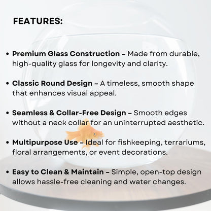 Transparent 4-inch Fish Bowl with Out Neck Collar, Suitable for Small Fish, Plants | Optimum Fish Tank Choice for Office & Home Decor