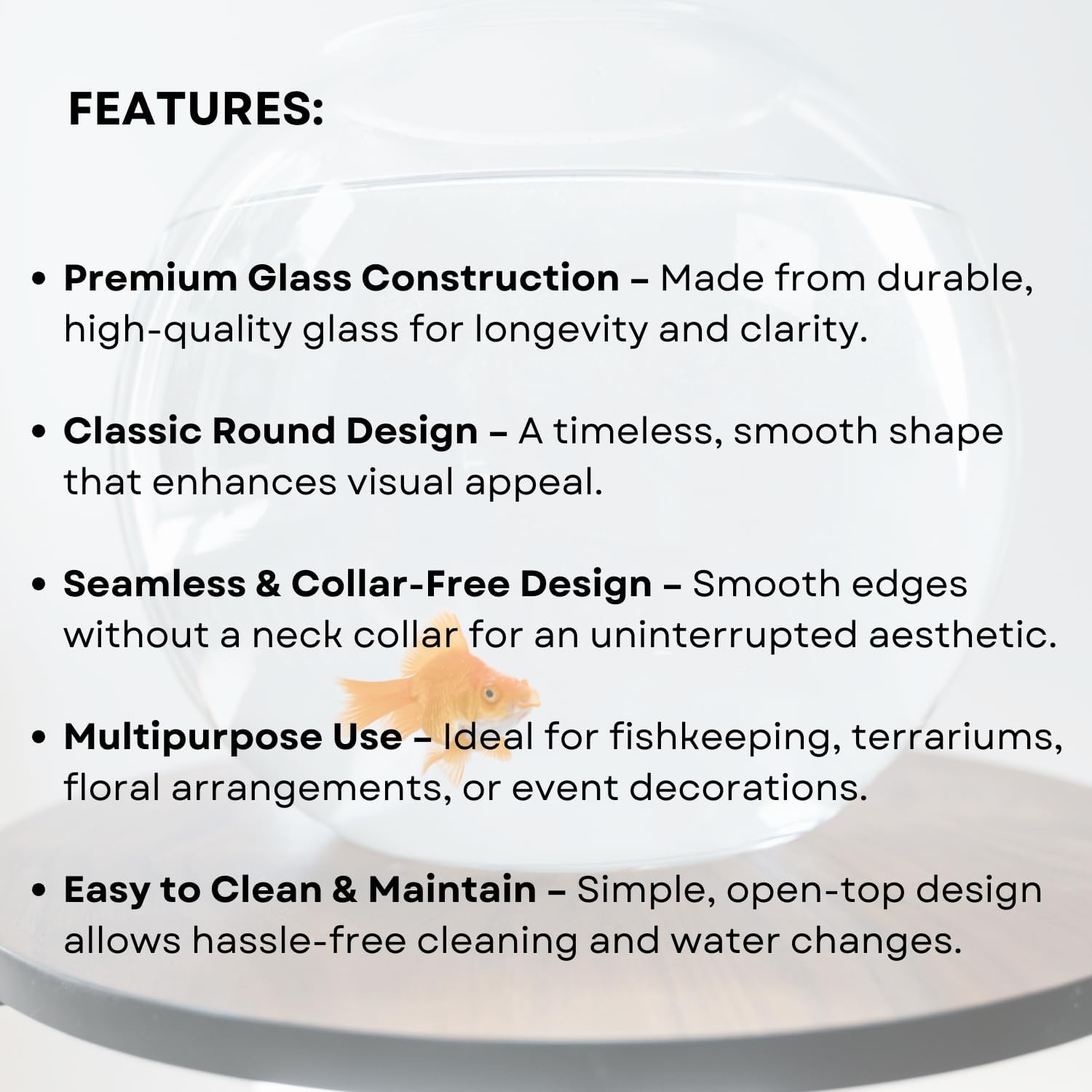 Transparent 4-inch Fish Bowl with Out Neck Collar, Suitable for Small Fish, Plants | Optimum Fish Tank Choice for Office & Home Decor