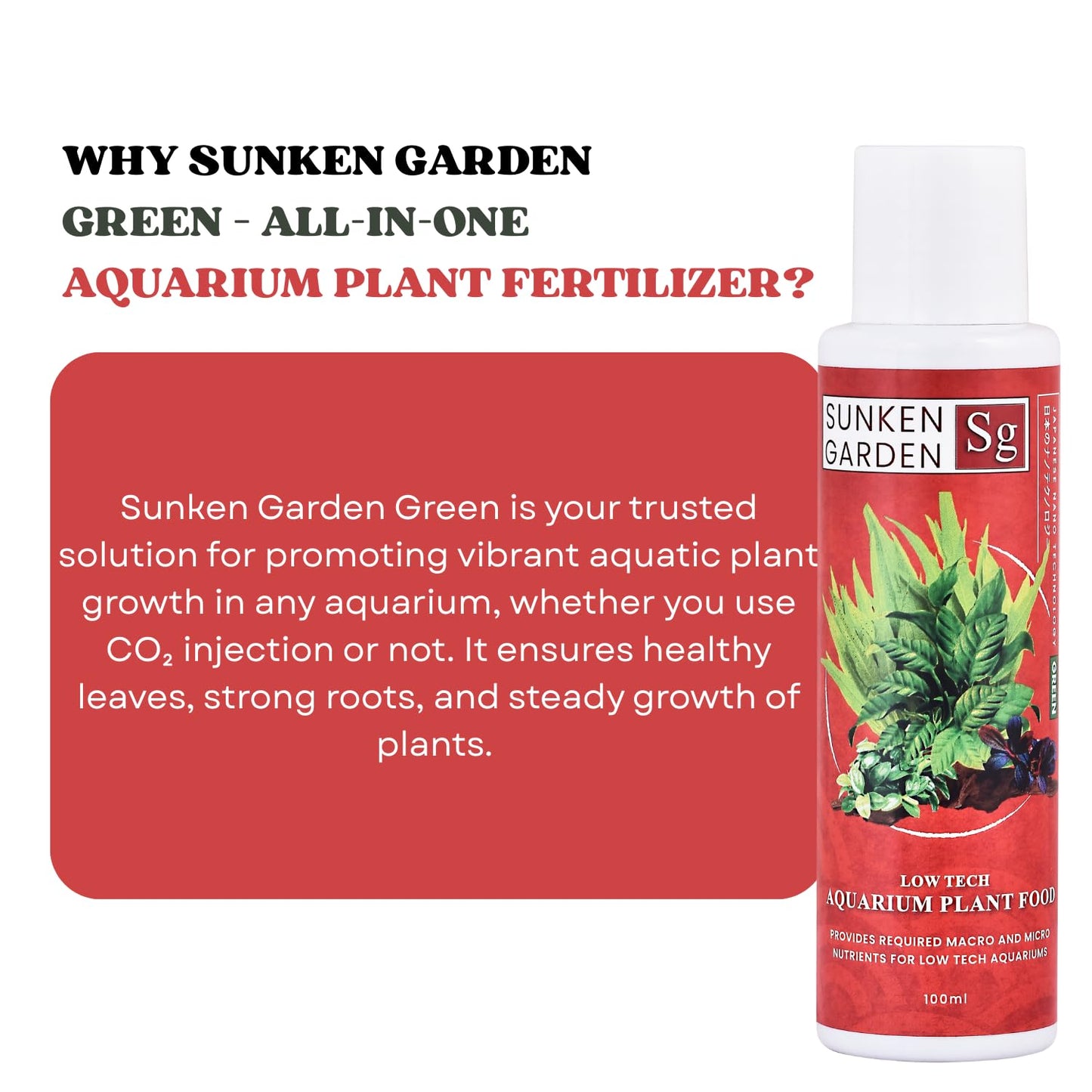 Sunken Garden Green – All-in-One Aquarium Plant Fertilizer | CO₂ & Non-CO₂ Compatible | Anti-Algae Formula (100 ml)