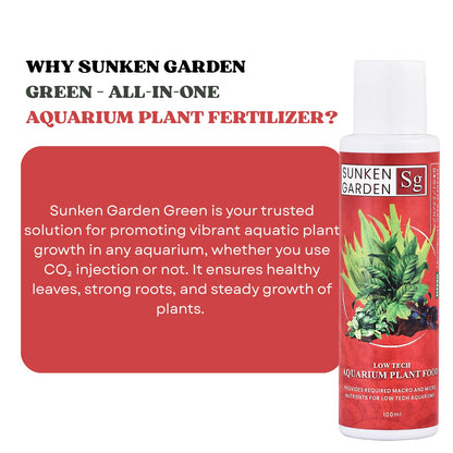 Sunken Garden Green – All-in-One Aquarium Plant Fertilizer | CO₂ & Non-CO₂ Compatible | Anti-Algae Formula (100 ml)
