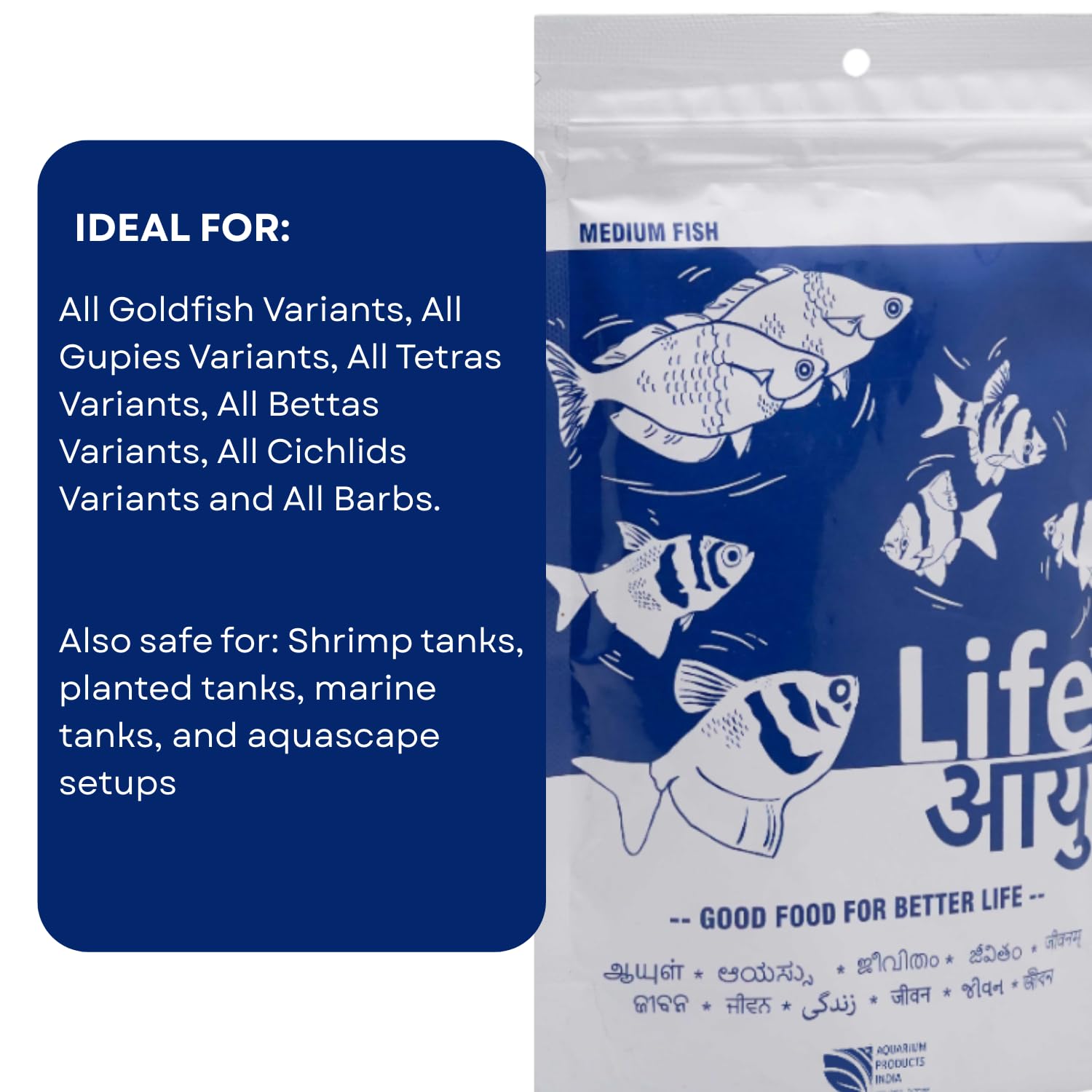 Life AAYU Neutral Fish Food | Ayurvedic Daily Diet for All Fish Sizes (Medium, 100gms)