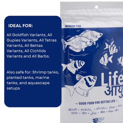 Life AAYU Neutral Fish Food | Ayurvedic Daily Diet for All Fish Sizes (Medium, 100gms)