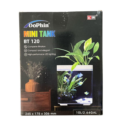 Dophin BT 120 Mini Aquarium Fish Tank | Complete Filtration | Compact and Elegant | Planting Basket | Capacity - 10L Fish Tank (Original from Tunai Store)