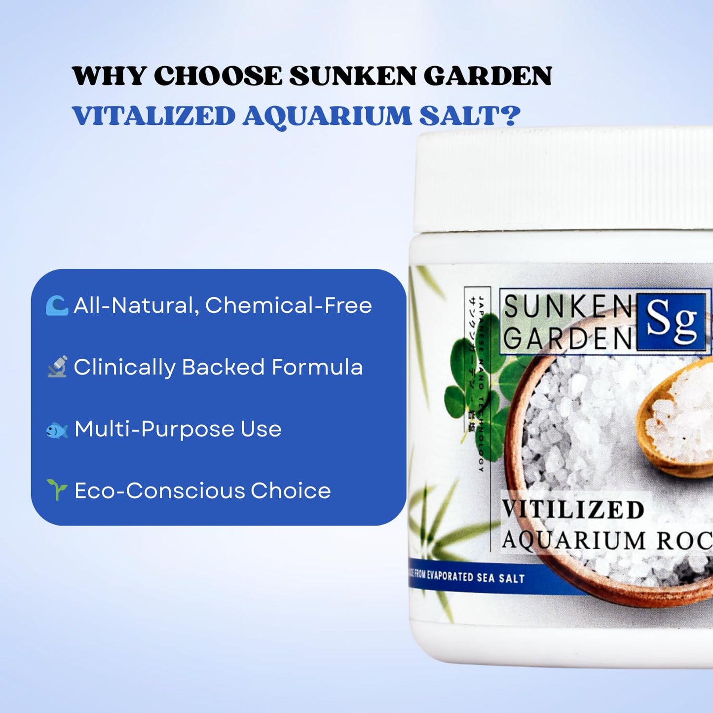 Sunken Garden Vitalized Aquarium Salt | Ideal for Aquarium | Premium-Grade Sea Salt for Freshwater Fish Wellness (250 GMS)