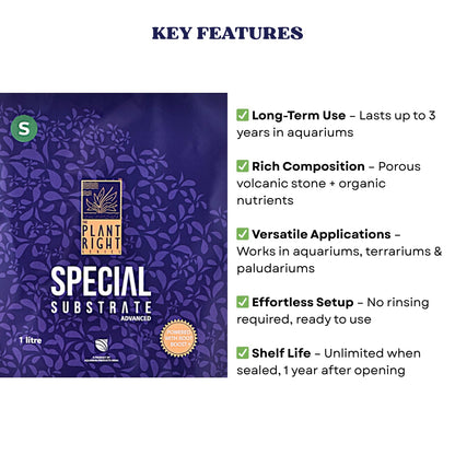 The Plant Right Series Special Substrate | Vibrant Aquatic Plants | The Ultimate Solution for Aquascaping Enthusiasts (1 L - Small)