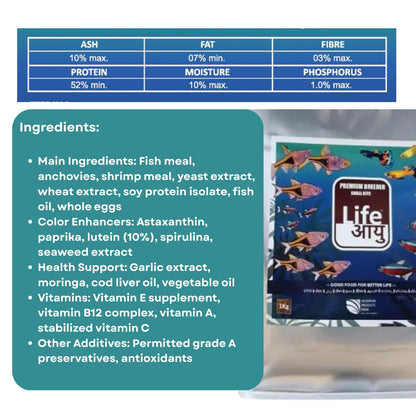 Life AAYU Premium Breeder Bits for Fish | Improve Health, Boosts Immunity, and Enhance Natural Coloration (1 KG, Small Bits)